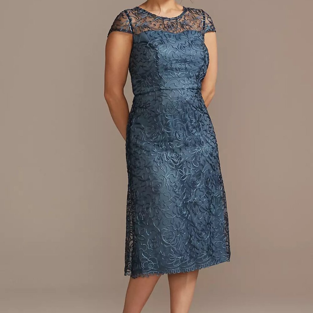 Oleg Cassini Navy and Sky Blue Dress